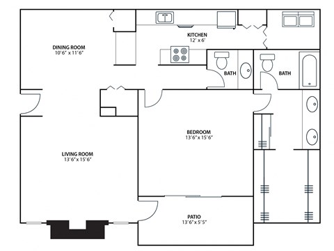 1BR 1.5BA (1070 SF) at Riverchase Landing, Hoover, 35244
